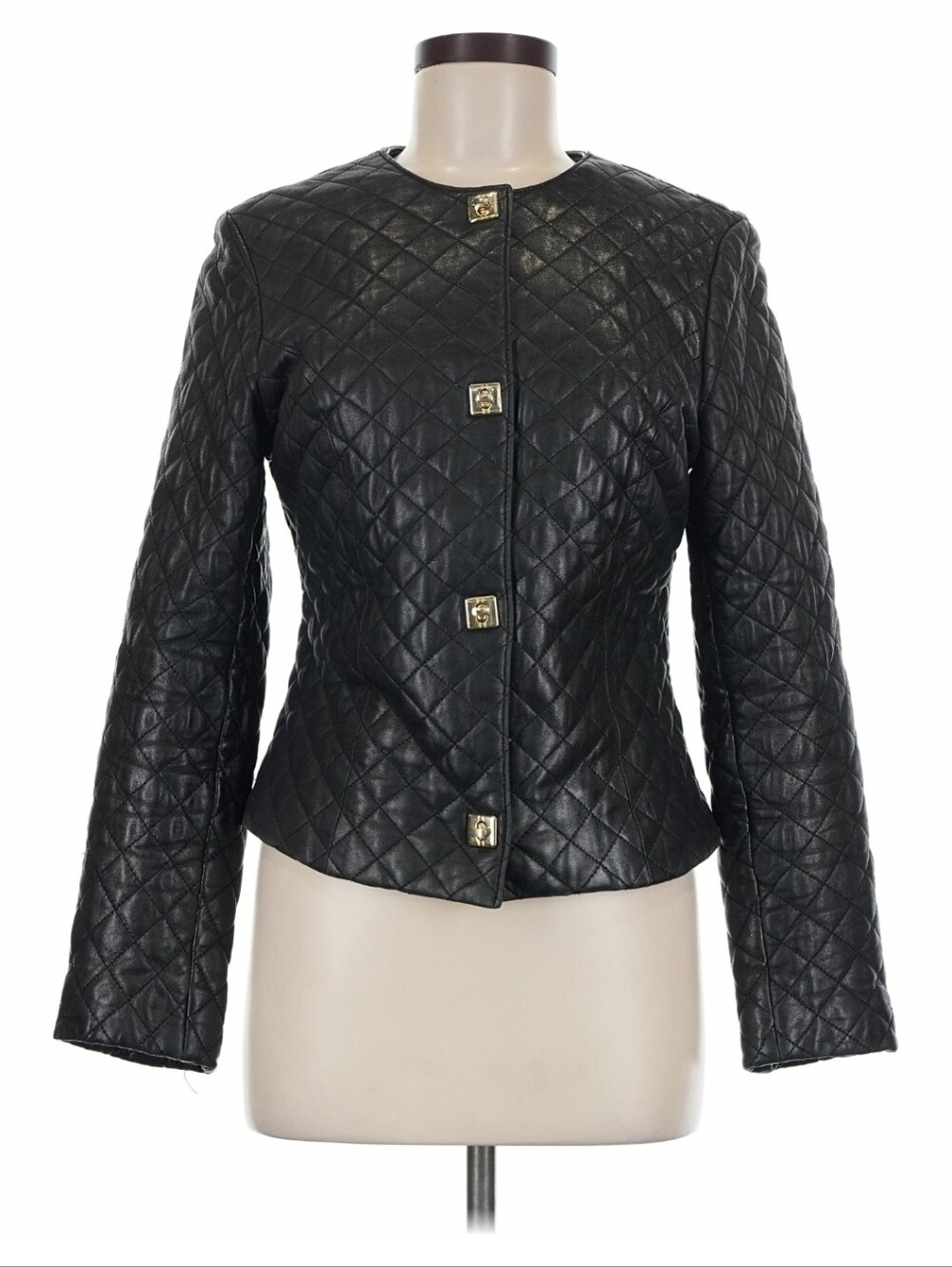 Vintage Pelle Bella Diamond Quilt Leather Jacket Classic Women S/M Tailored